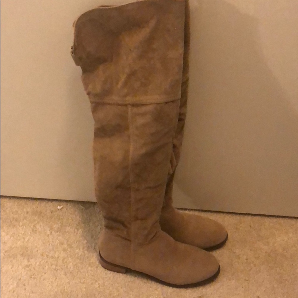 Tan over the knee boots